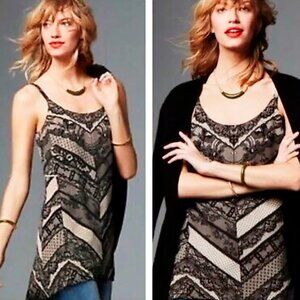 CAbi Black and Taupe Slip Dress Size M Fully Lined Adjustable Straps
